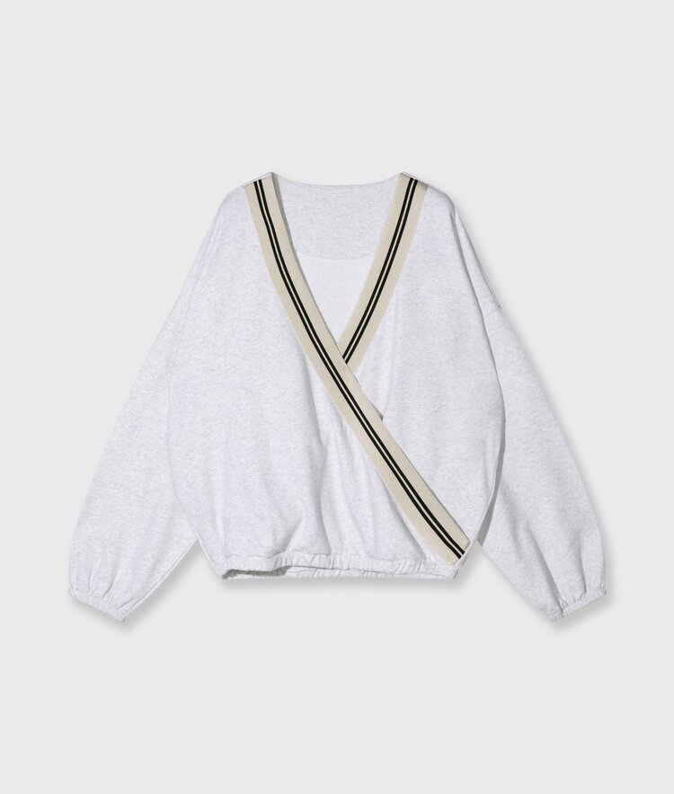 10DAYS Dance sweater tape white grey melee 1Days