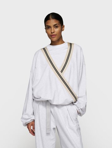 Dance sweater tape white grey melee