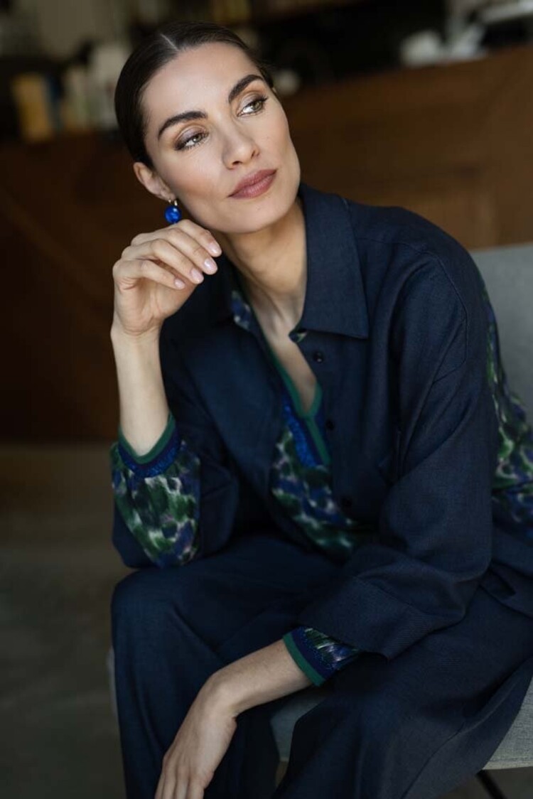 Ebian jacket grisa blue Dame Blanche