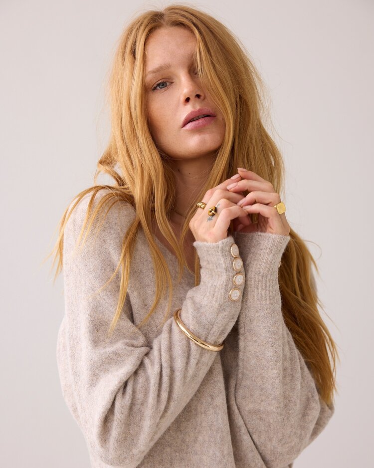 Oversized sweater wool elastane blend knit ash Summum Woman