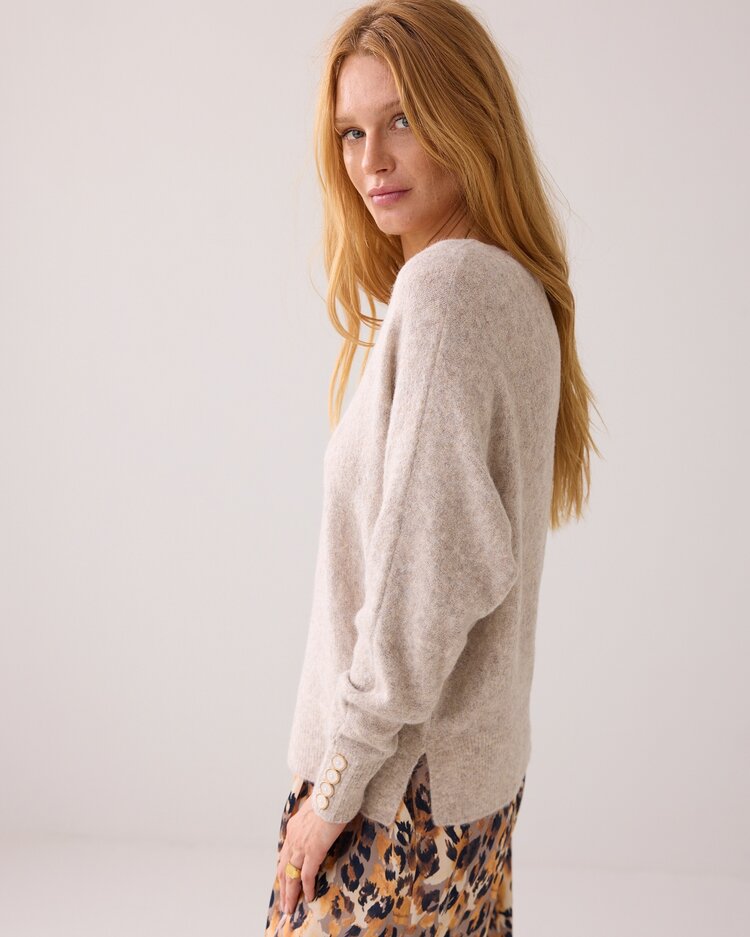 Oversized sweater wool elastane blend knit ash Summum Woman