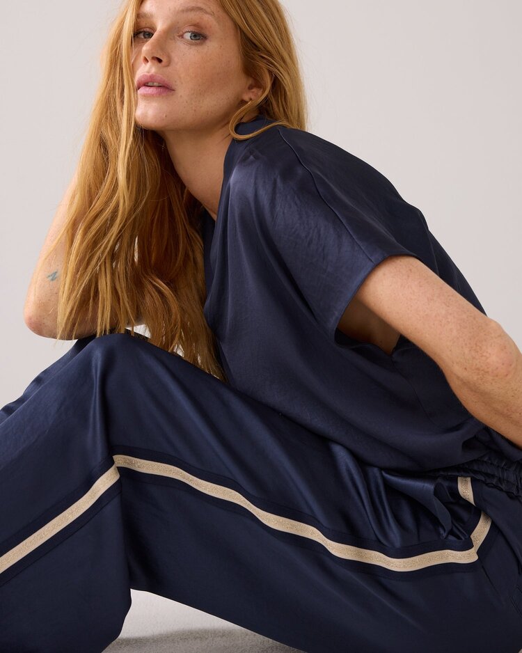 Trousers heavy silky touch midnight blue Summum Woman