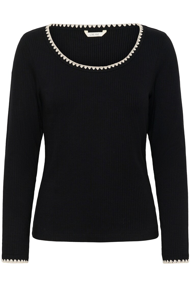 Cream CRRibba embroidery T-shirt pitch black Cream