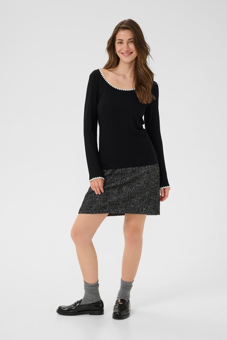 Cream CRRibba embroidery T-shirt pitch black Cream