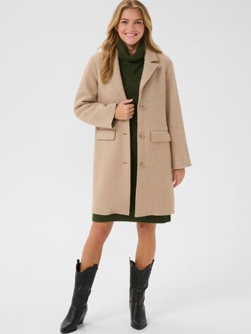 Cream Cazey long jacket cobblestone