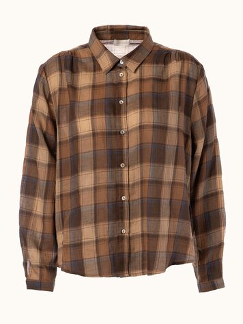 Jezebel blouse brown check