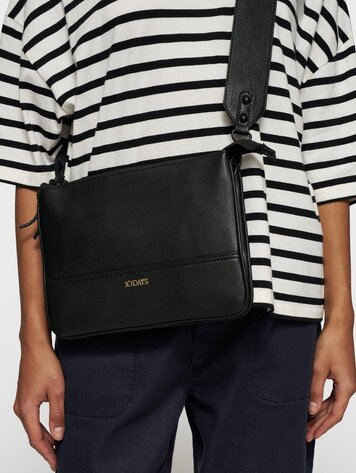 Leather double mini pouch black