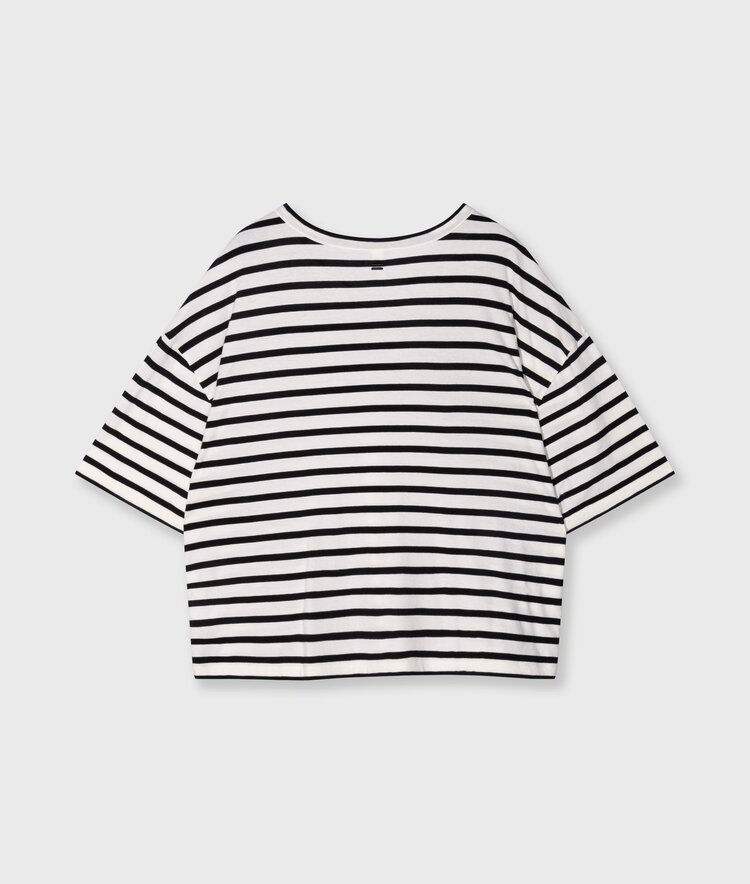 10DAYS Boxy v-neck tee ecru/black 10Days