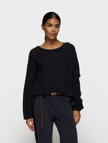 10DAYS Loose thin knit sweater dark navy