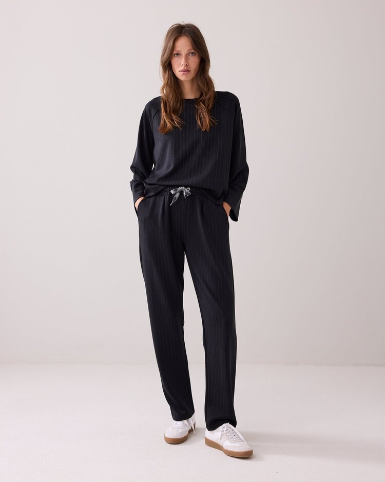 Summum Woman Tapered scuba pinstripe pants black Summum Woman