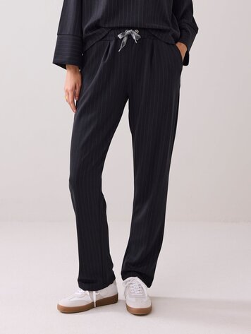 Summum Woman Tapered scuba pinstripe pants black