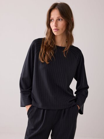 Summum Woman Top scuba pinstripe black