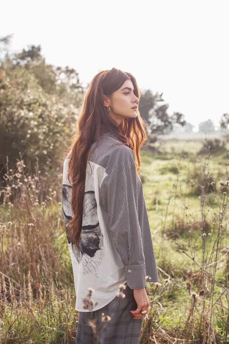 Summum Woman Blouse big flower cotton black Summum Woman