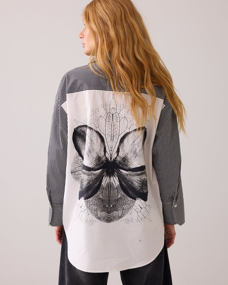 Summum Woman Blouse big flower cotton black Summum Woman