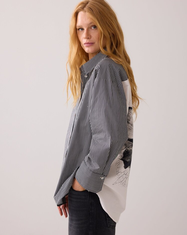 Summum Woman Blouse big flower cotton black Summum Woman