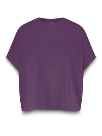 Summum Woman Top boxy washed modal pique wineberry