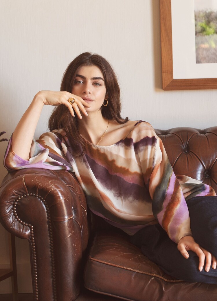 Summum Woman Top wide sleeves zigzag print multicolour Summum Woman