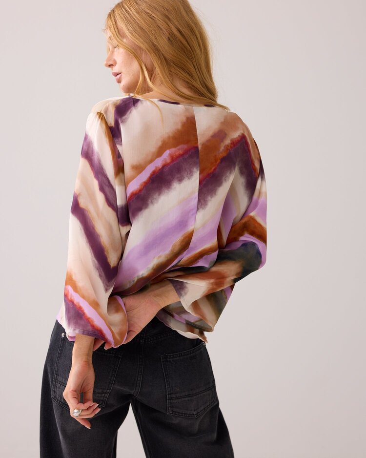 Summum Woman Top wide sleeves zigzag print multicolour Summum Woman
