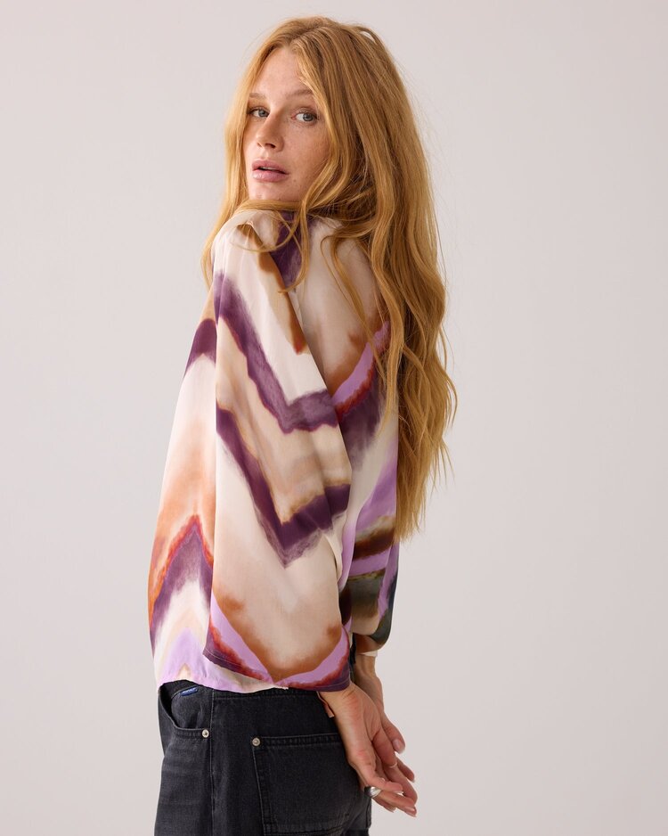 Summum Woman Top wide sleeves zigzag print multicolour Summum Woman