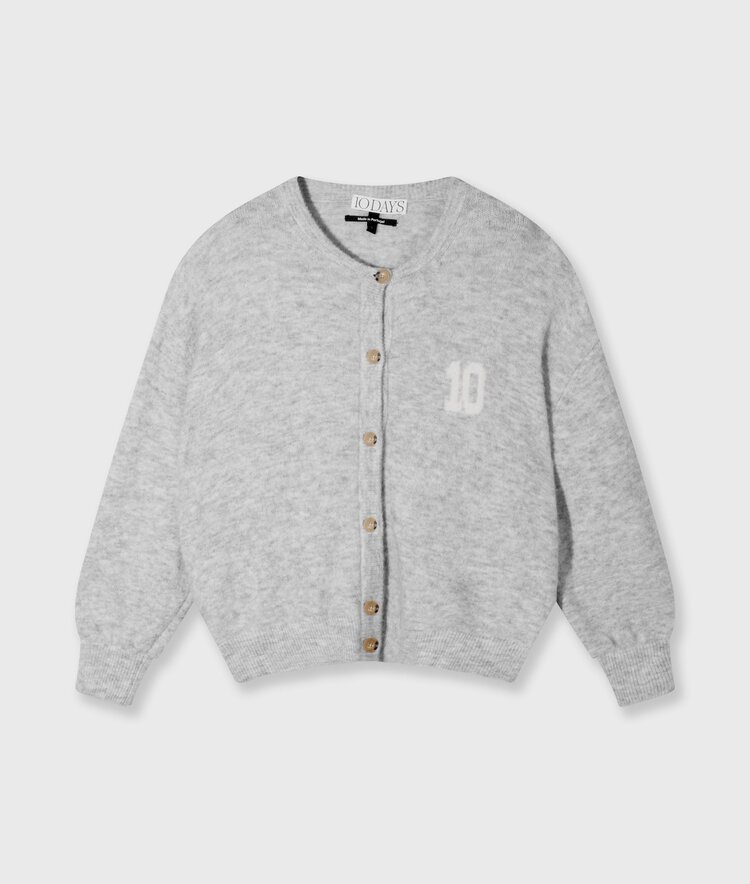 10DAYS Soft baseball knit cardigan light grey melee 10Days