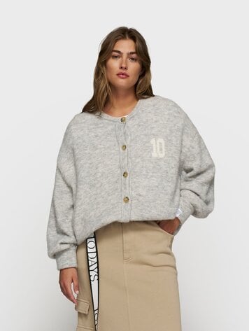 10DAYS Soft baseball knit cardigan light grey melee