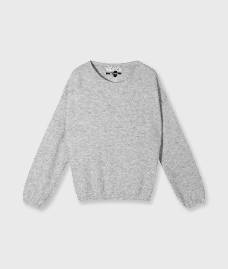 10DAYS Soft round neck sweater knit light grey melee 10Days