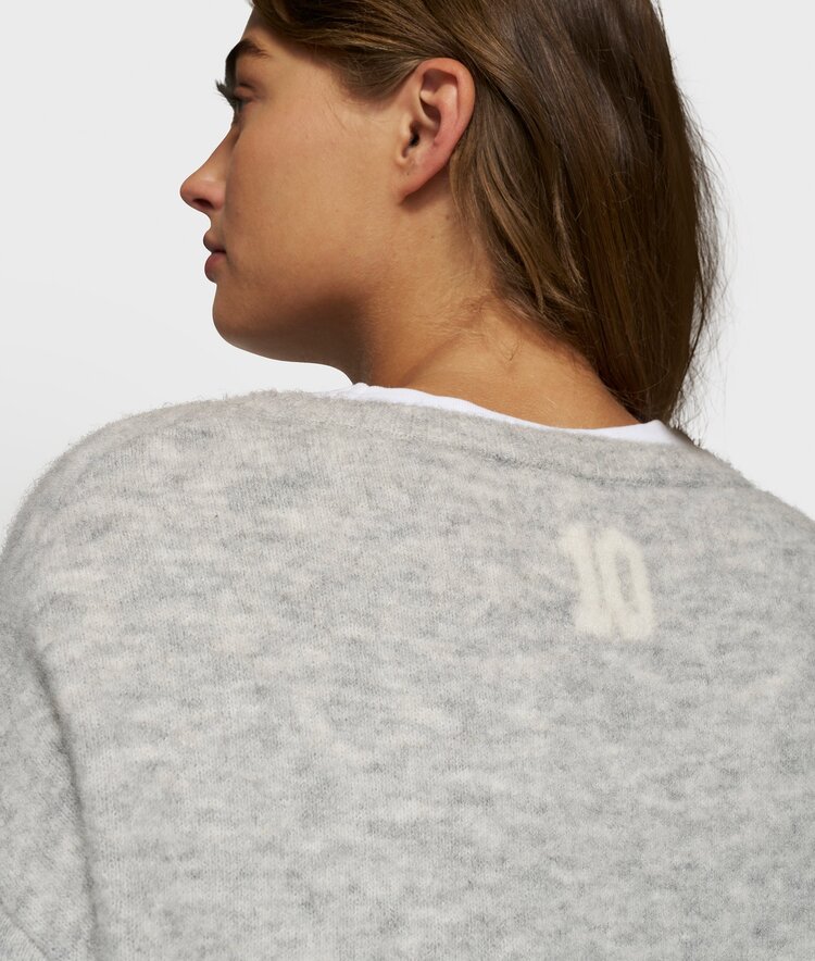 10DAYS Soft round neck sweater knit light grey melee 10Days