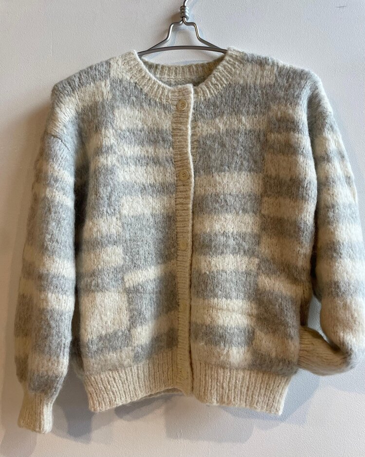 Marlen cardigan ecru con silver Inti Knitwear