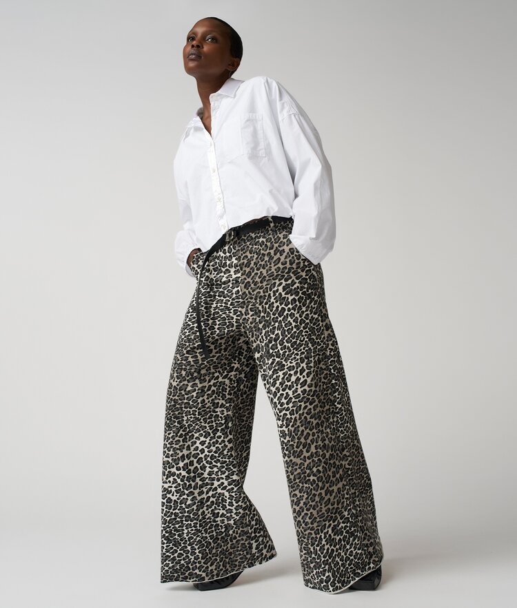 Wide leg jogger leopard soft white melee 10Days