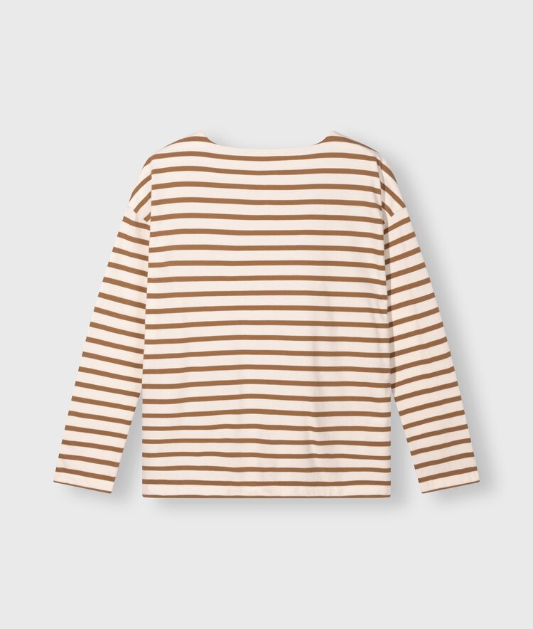 Boat neck top stripes ecru/suede 10Days