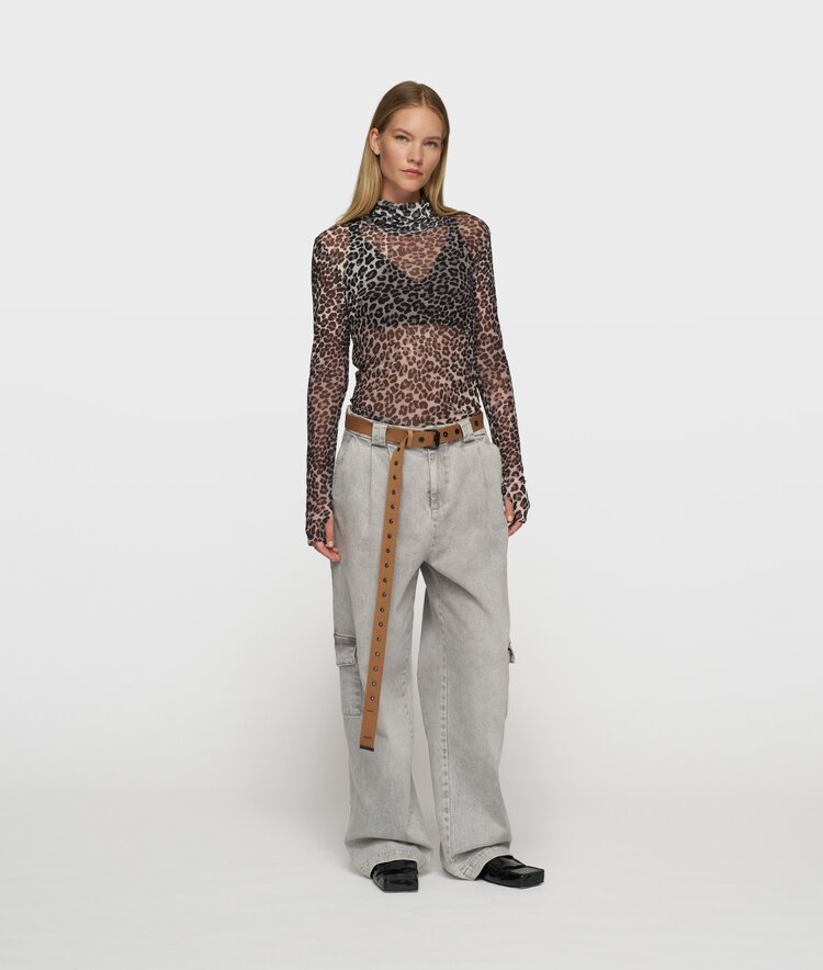10DAYS Mesh long sleeve leopard ecru 10Days
