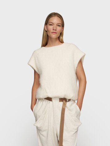 Ballon hairy knit top ecru