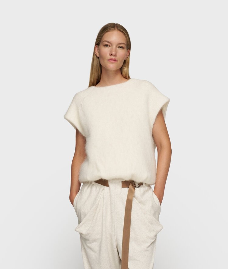 Ballon hairy knit top ecru 10Days