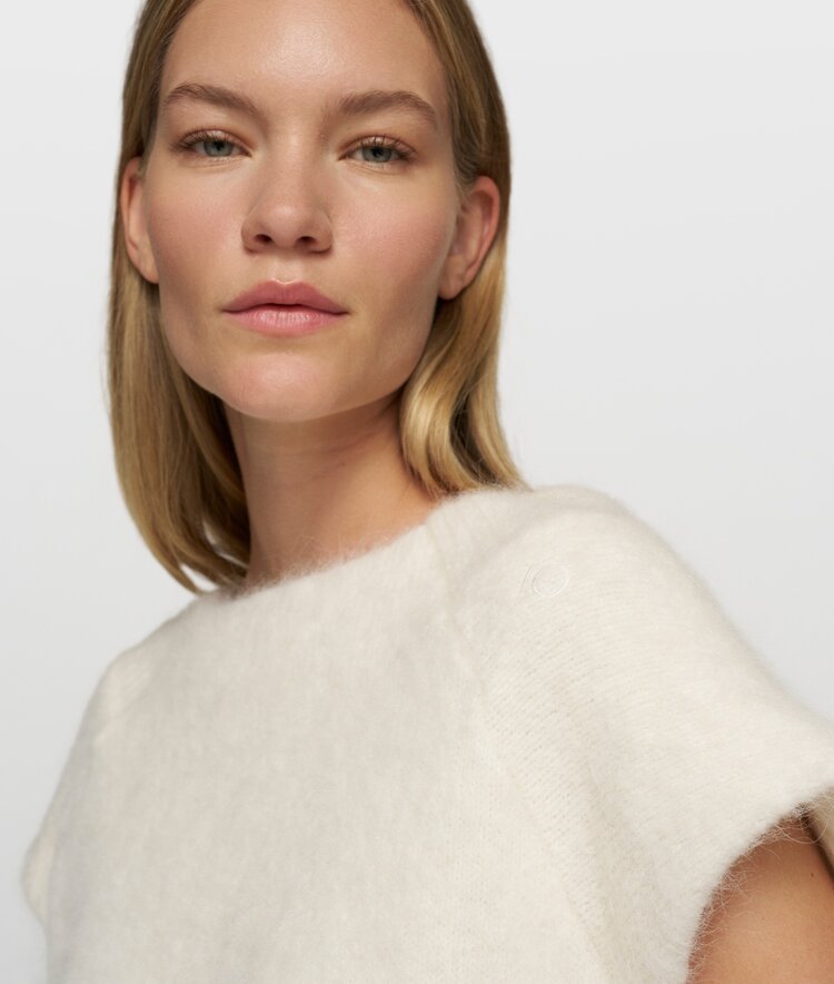 Ballon hairy knit top ecru 10Days