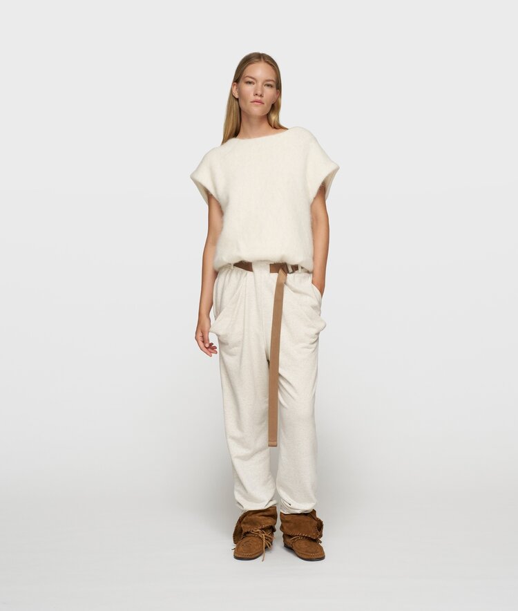 Ballon hairy knit top ecru 10Days