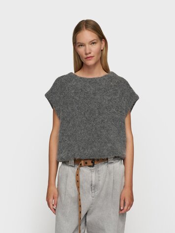 Ballon hairy knit top antra melee