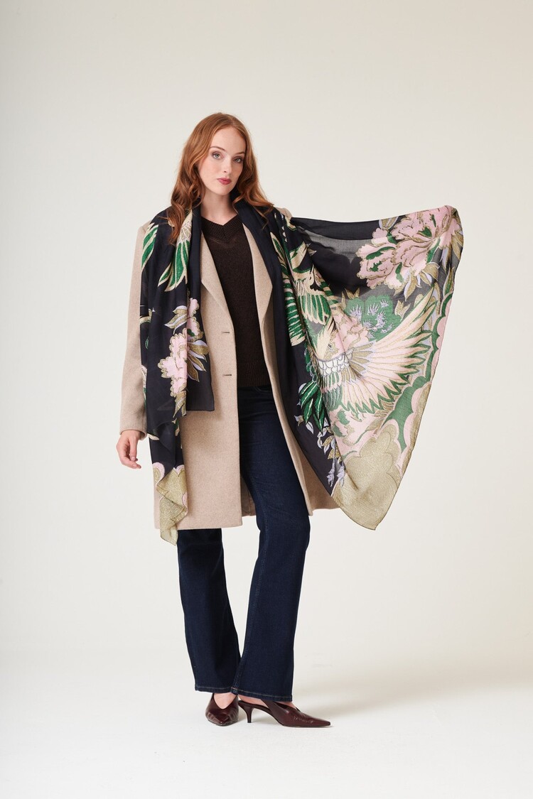 Scarf Crane Emerald One Hundred Stars