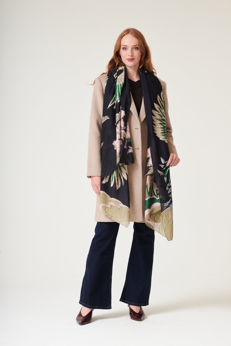 Scarf Crane Emerald One Hundred Stars