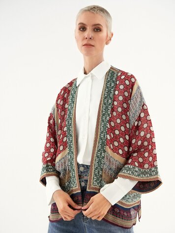 One Hundred Stars Kimono Moorish Burgundy