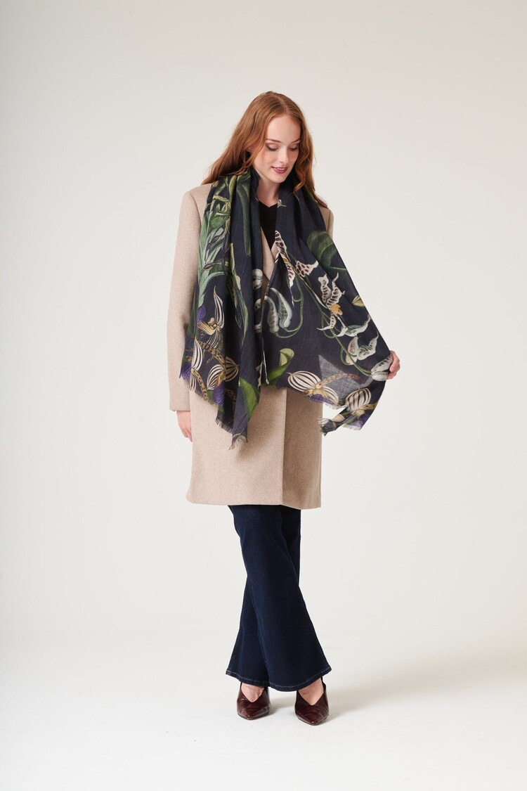 Scarf Orchid Black One Hundred Stars