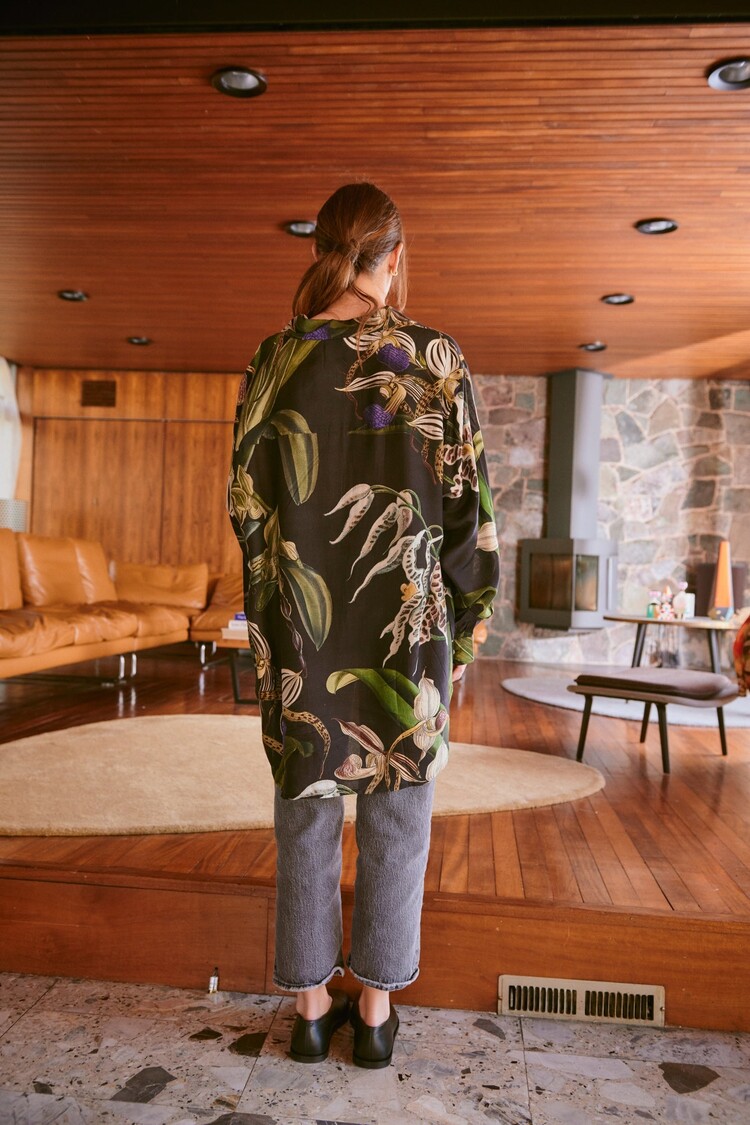 Oversized Shirt Orchid Black One Hundred Stars