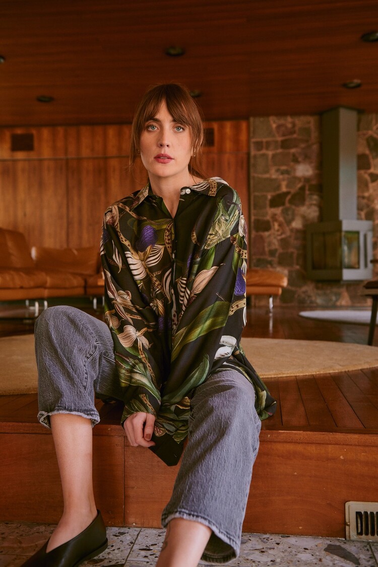 Oversized Shirt Orchid Black One Hundred Stars