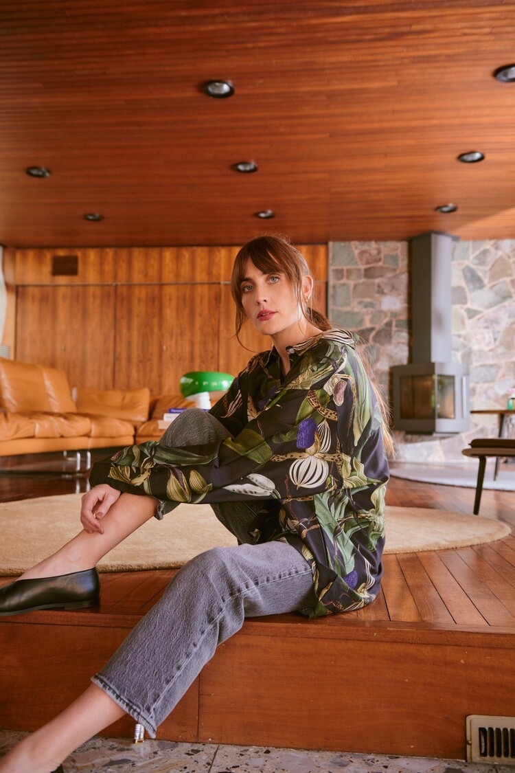 Oversized Shirt Orchid Black One Hundred Stars