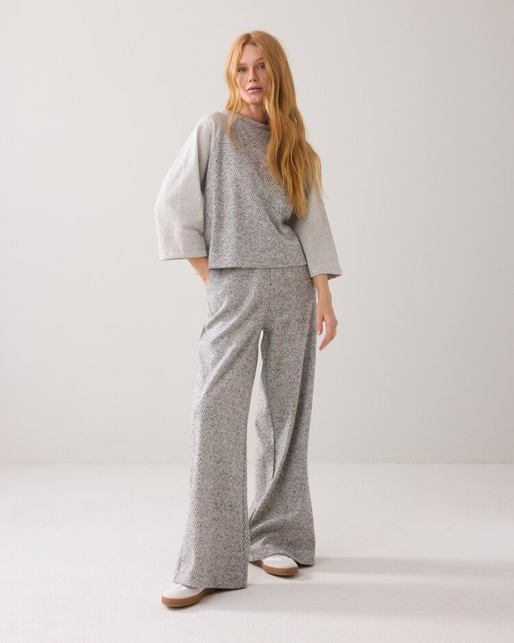 Summum Woman Wide leg herringbone pants mist Summum Woman