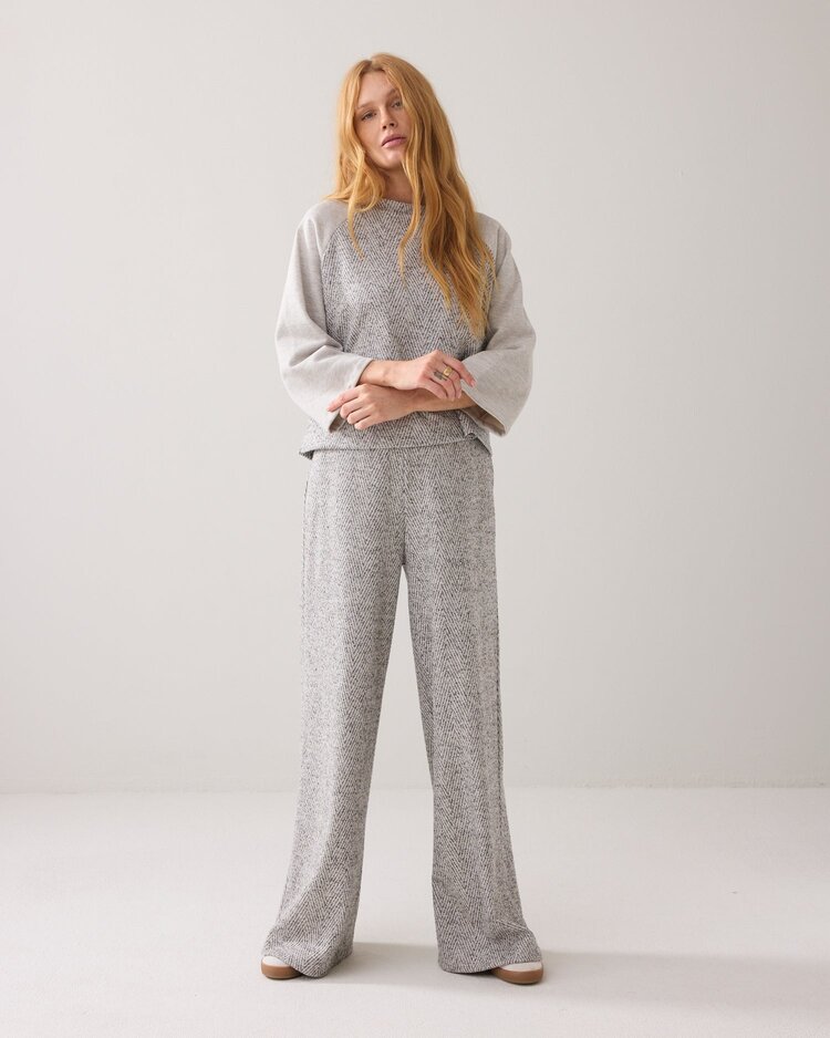 Wide leg herringbone pants mist Summum Woman