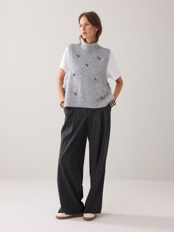 Embellished spencer cozy melange knit mist