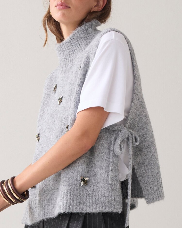 Embellished spencer cozy melange knit mist Summum Woman