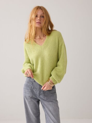 Summum Woman Sweater garment dye knit misty lime