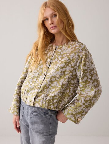 Jacket bomber leaves jacquard misty lime