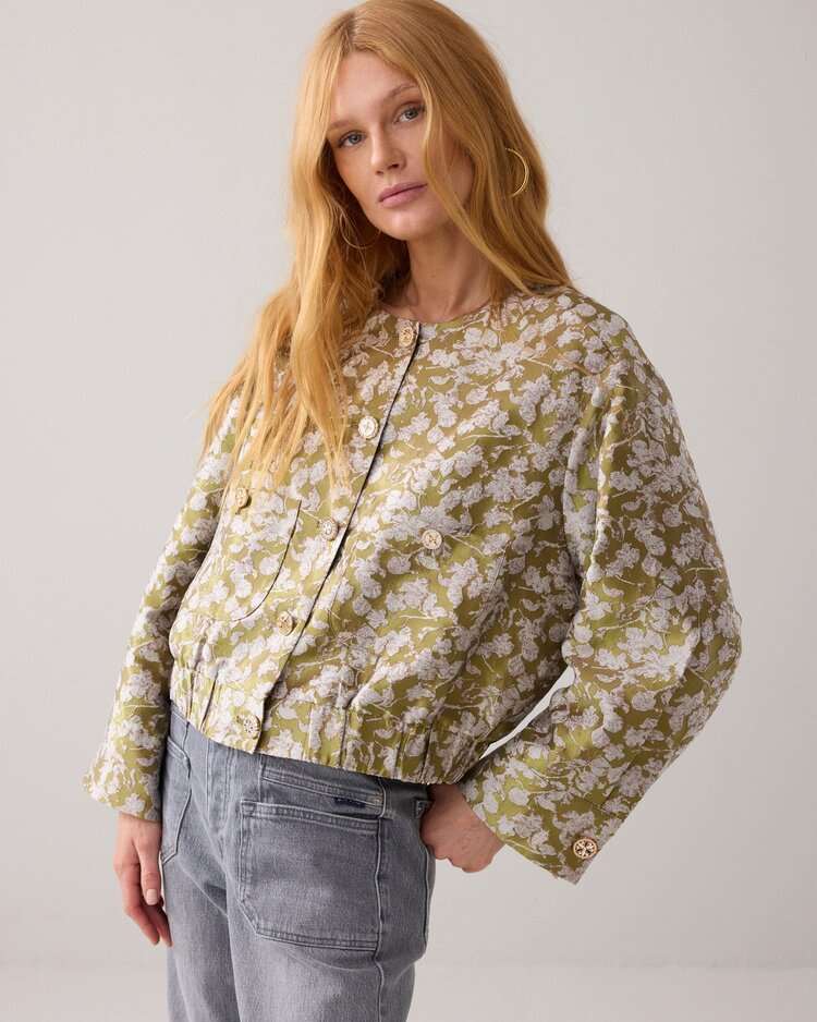 Jacket bomber leaves jacquard misty lime Summum Woman